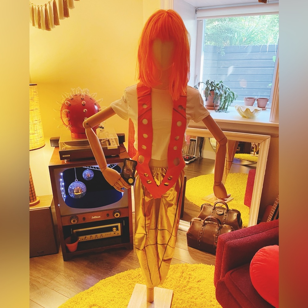 Leeloo from the Fifth Element Costume with Wig, Homemade Harness and Multipass